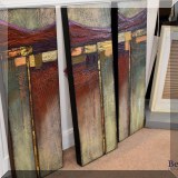 A26. Mixed media triptych “Nightfall” by Joe Broe. Each 36” x 12”